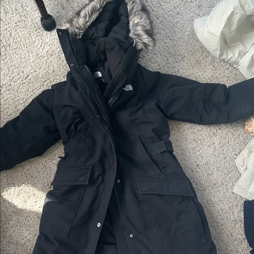The North Face Black Coat with Faux Fur Trim